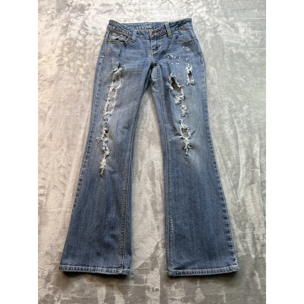 Womens Bootcut Distressed Blue Jeans Sz 7 Z. Co. Boho‎ Low Rise Western Cowgirl